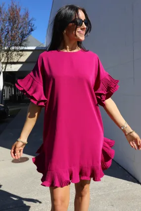 SIZE SMALL On The Boulevard Ruffle Dress