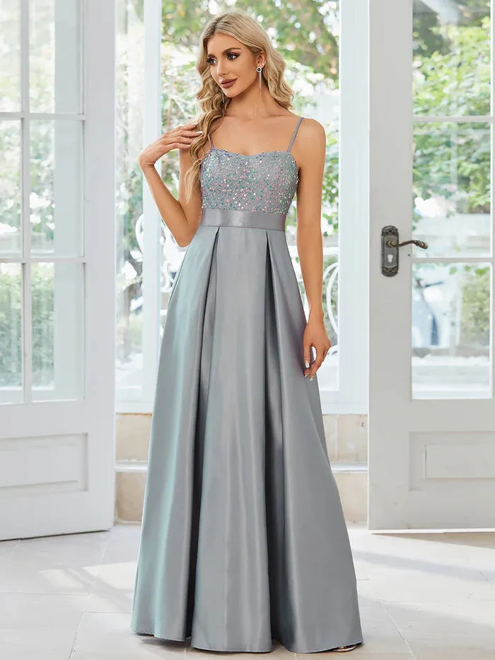 Sleeveless Sweetheart Sequin & Stain Prom Dresses