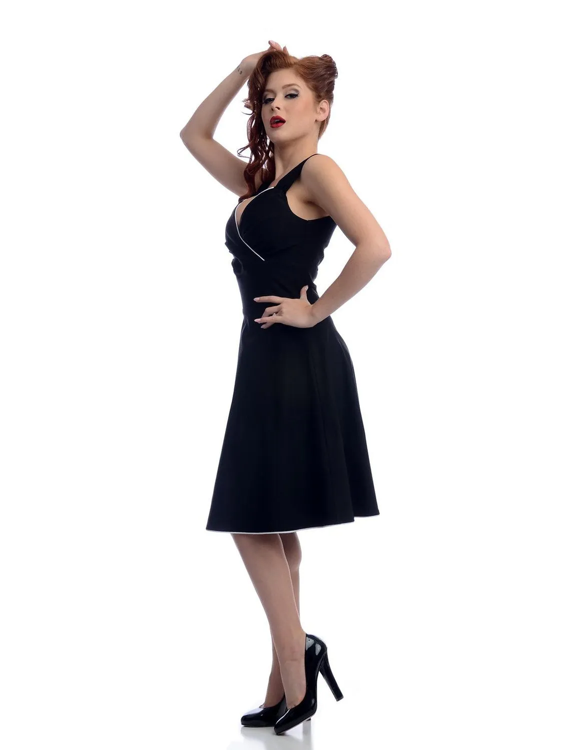 Steady Clothing Black Rockabilly Retro Diva Swing Dress U.S.A