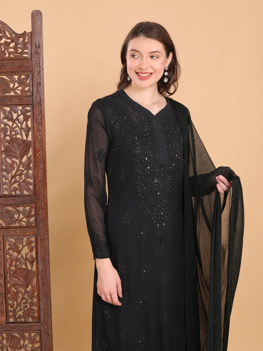 Surmai Premium Chikankari Viscose Mukaish Kurti Set