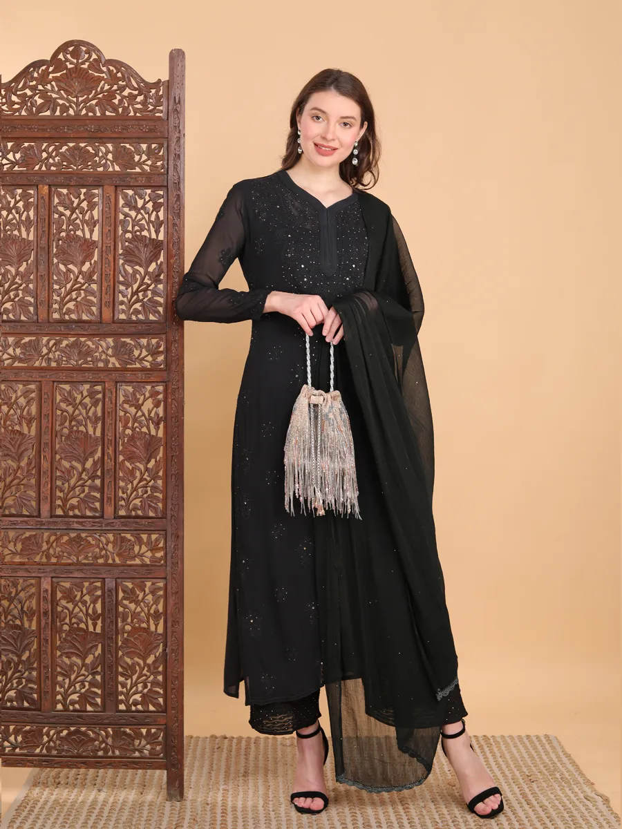 Surmai Premium Chikankari Viscose Mukaish Kurti Set