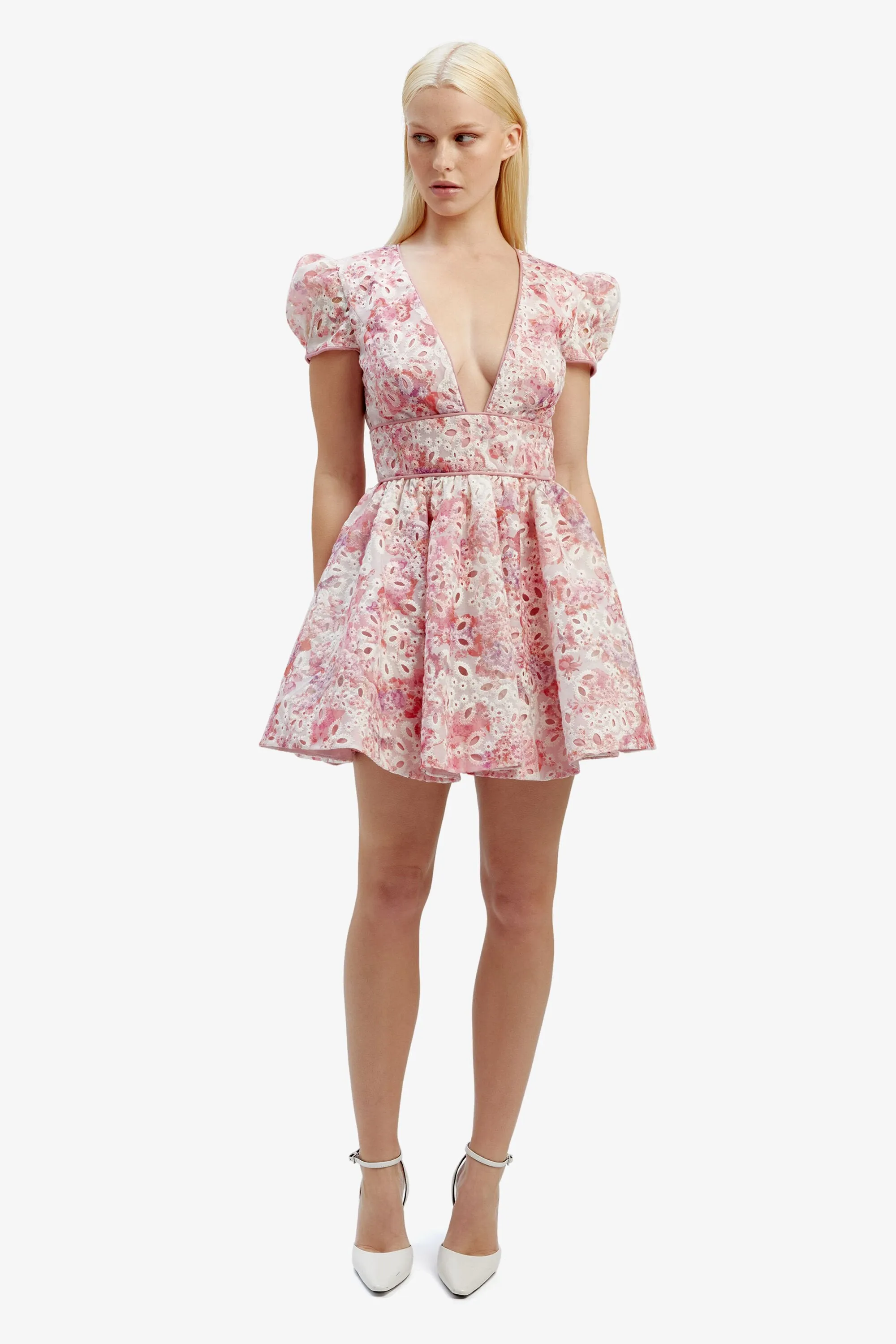 Tamarin Broderie Mini Dress - Pink Floral