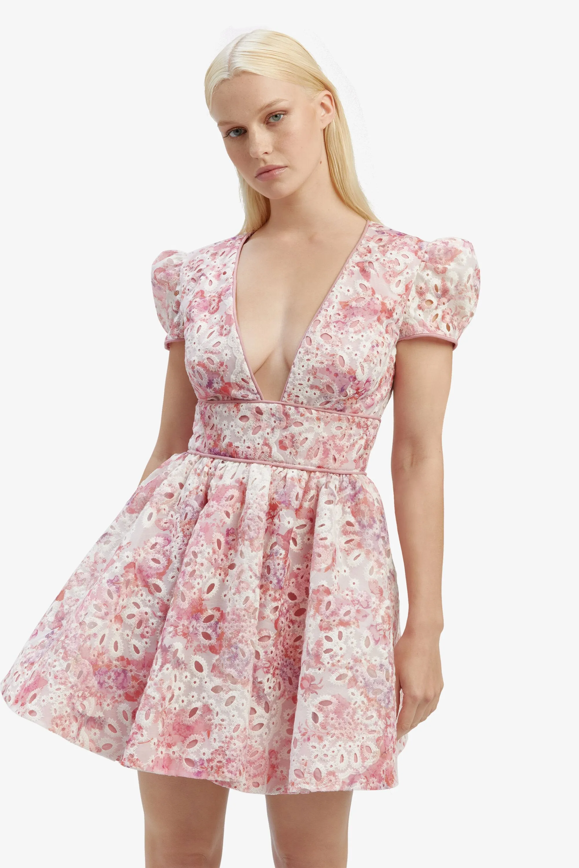 Tamarin Broderie Mini Dress - Pink Floral