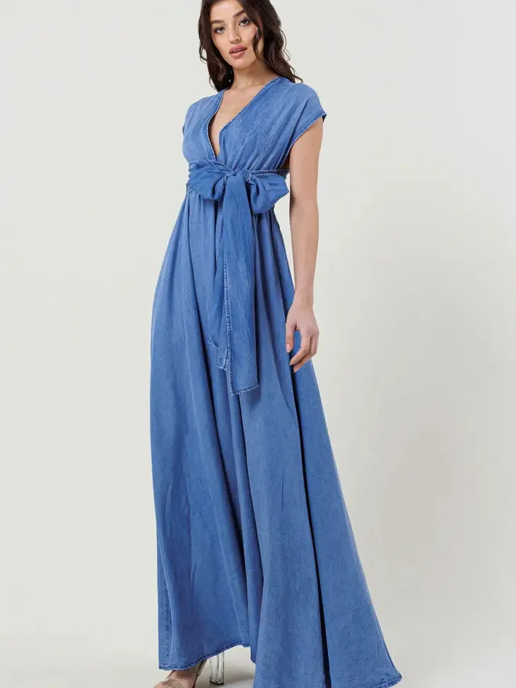 Tencel Cut Out Maxi Wrap Dress