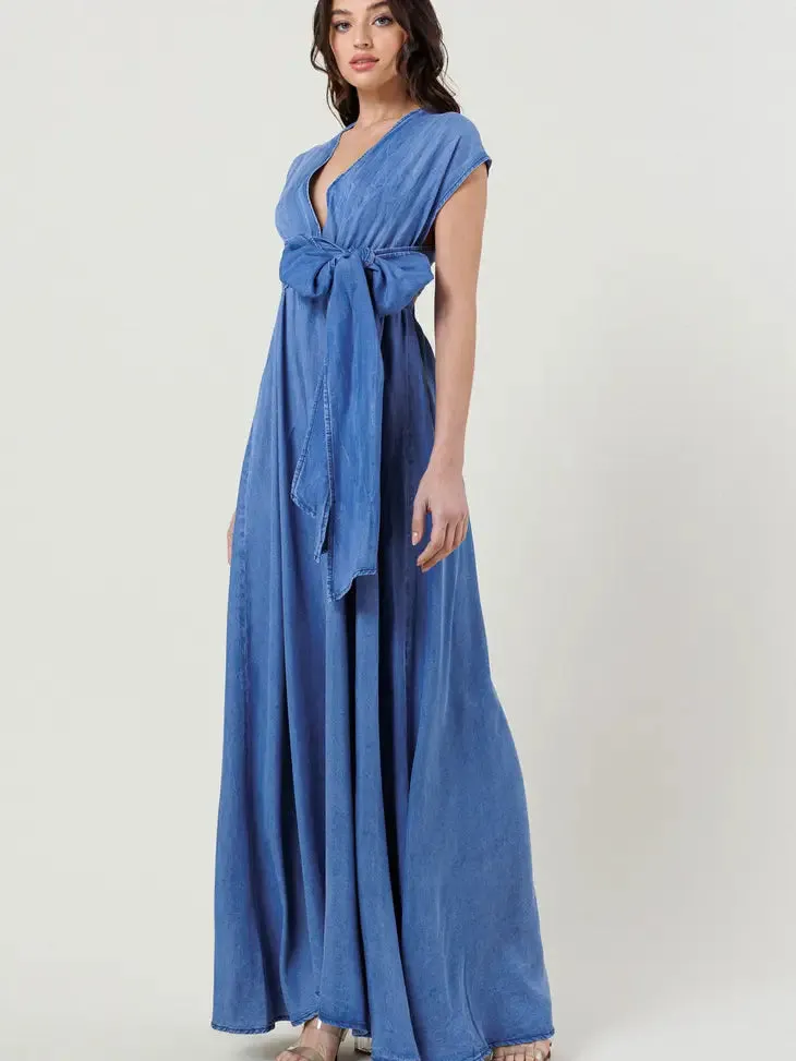 Tencel Cut Out Maxi Wrap Dress