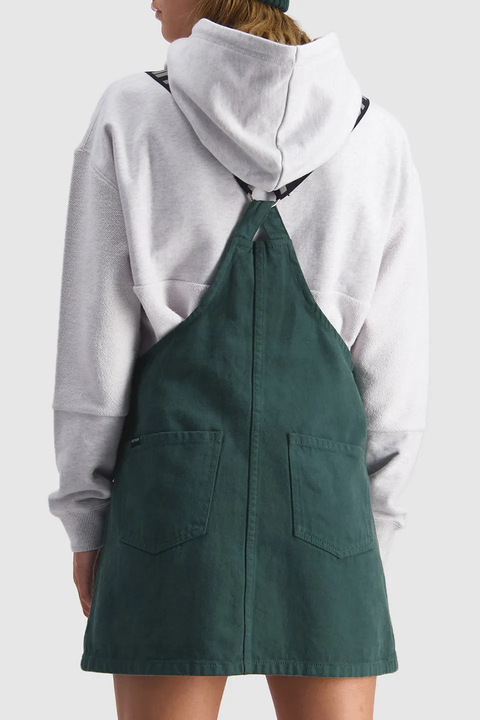 Tessa Racing Green Button Thru Dungaree Dress