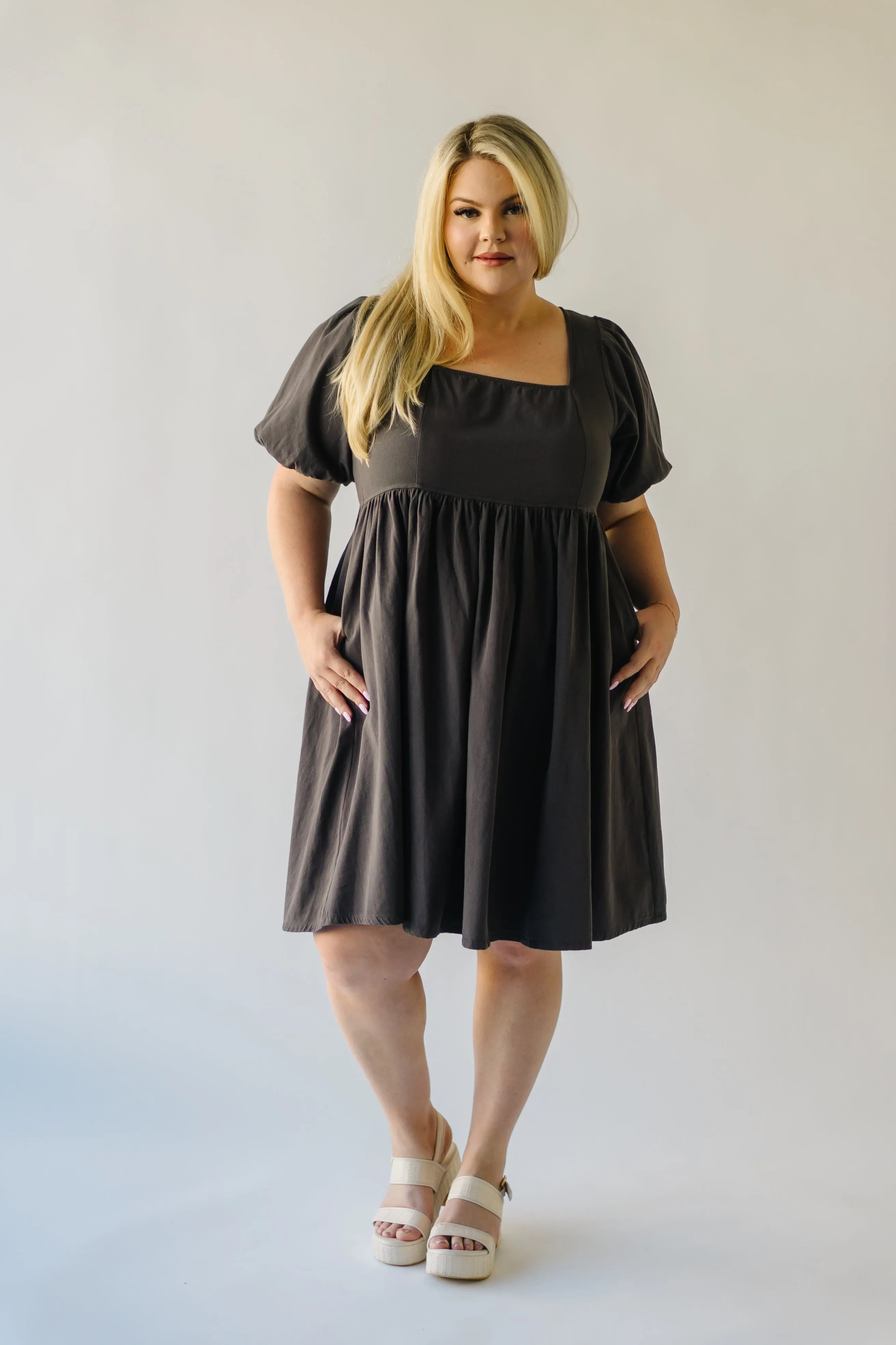 The Remerton Tie Detail Dress in Charcoal