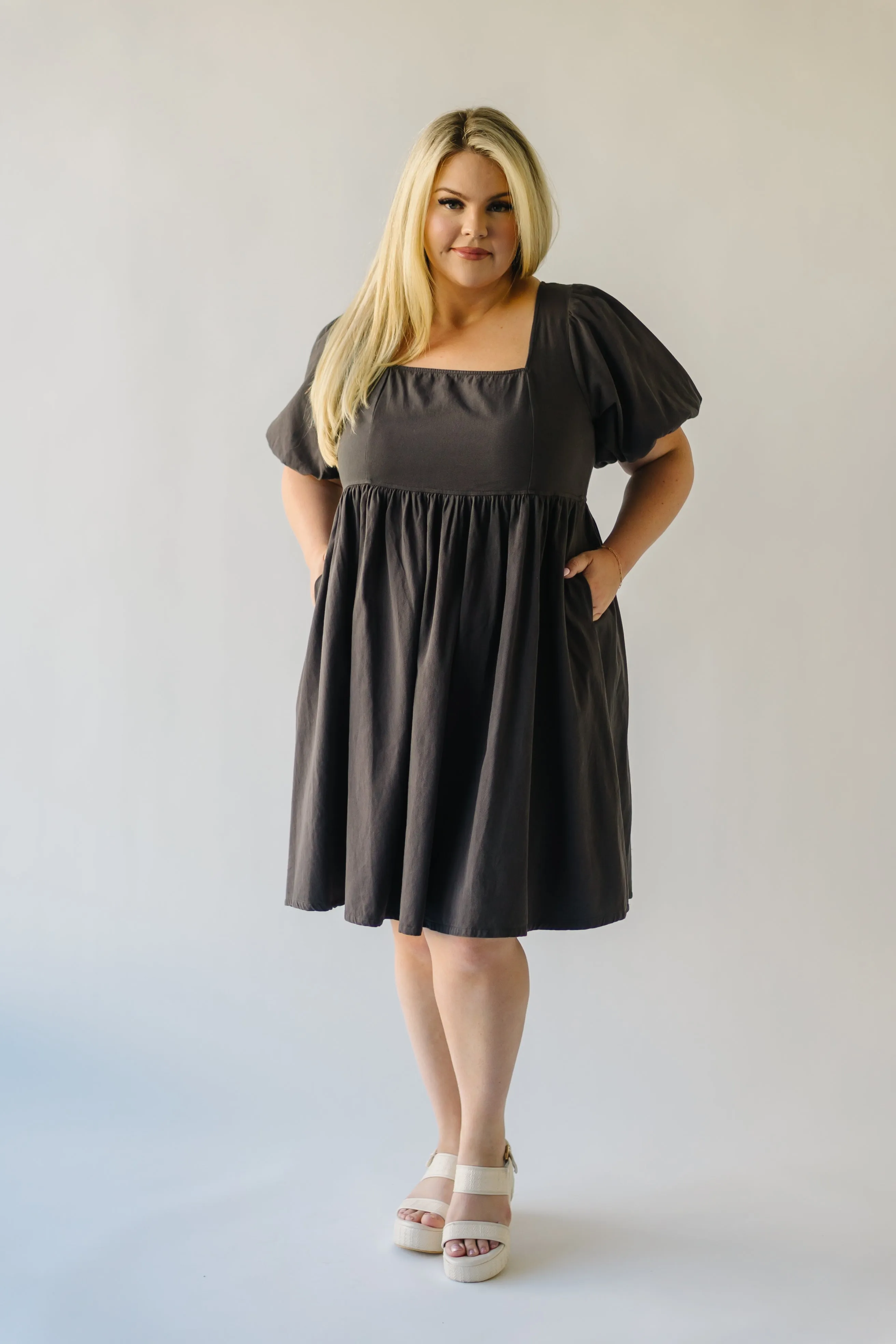 The Remerton Tie Detail Dress in Charcoal