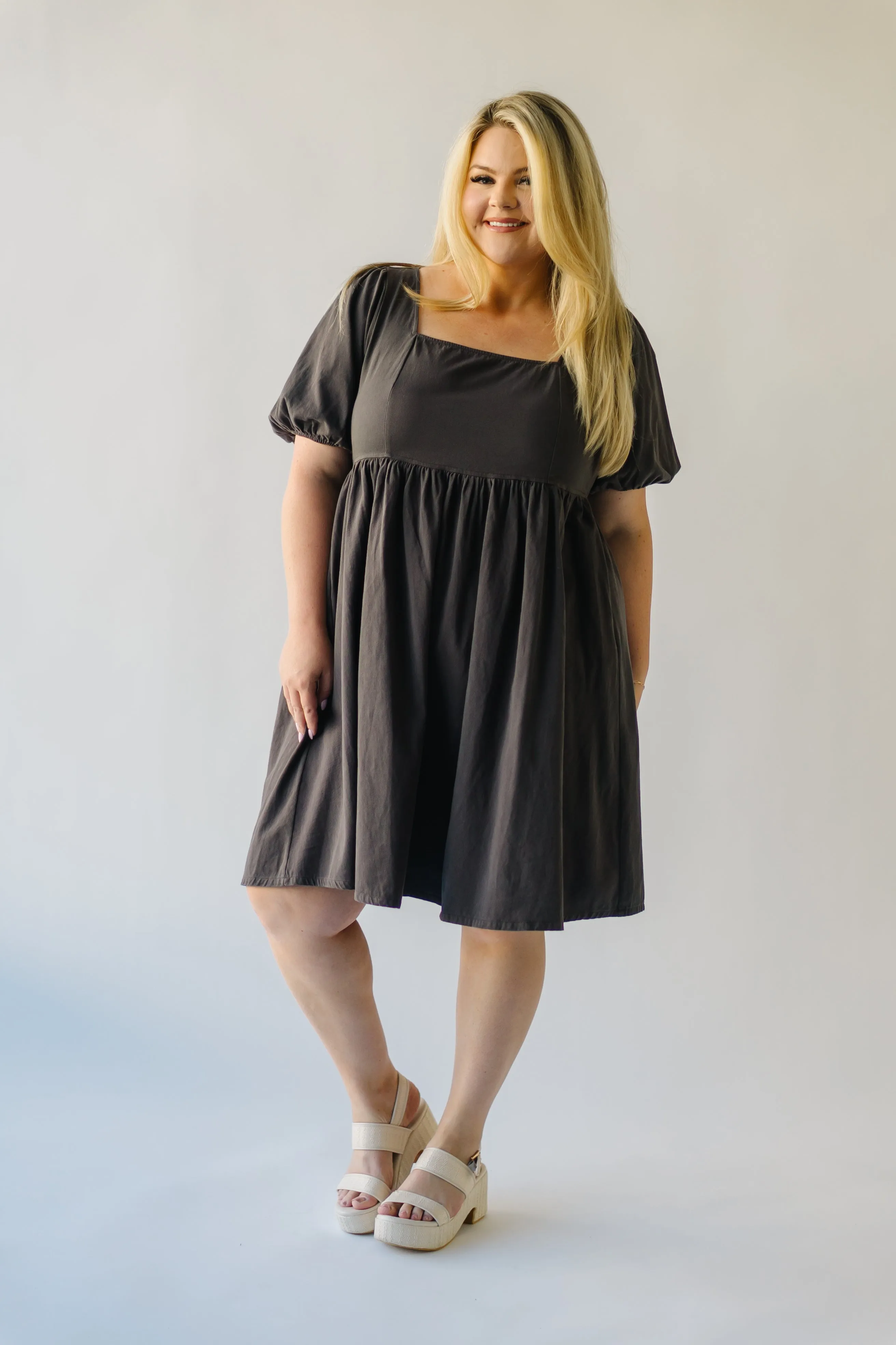 The Remerton Tie Detail Dress in Charcoal