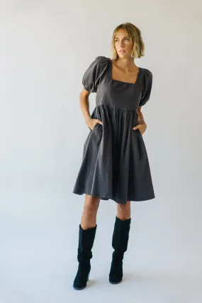 The Remerton Tie Detail Dress in Charcoal