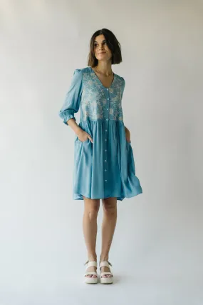 The Wilmont Crochet Woven Dress in Baby Blue