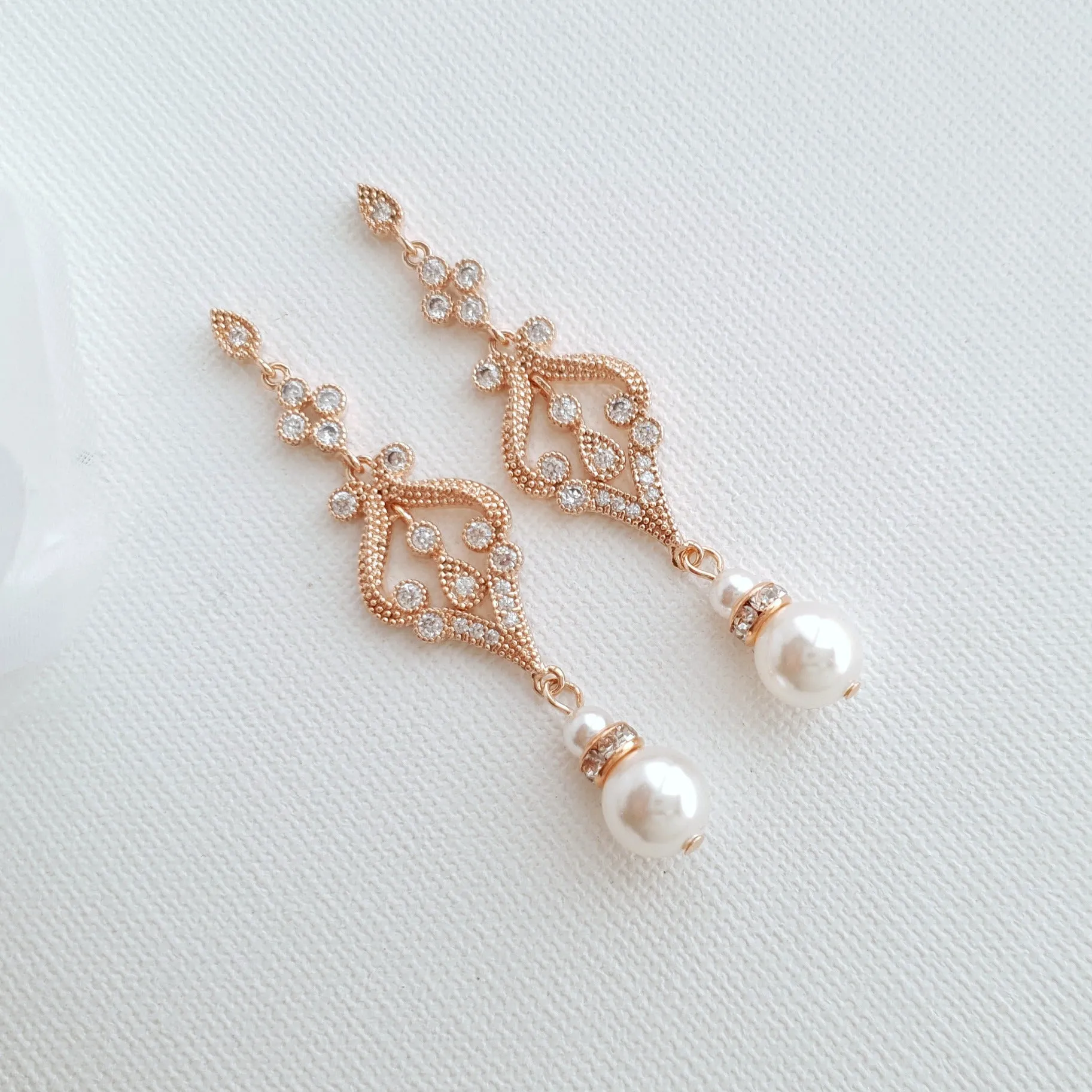 Vintage Pearl Wedding Earrings-Elizabeth