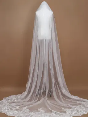 Voile de mariée romantique avec appliques à sequins