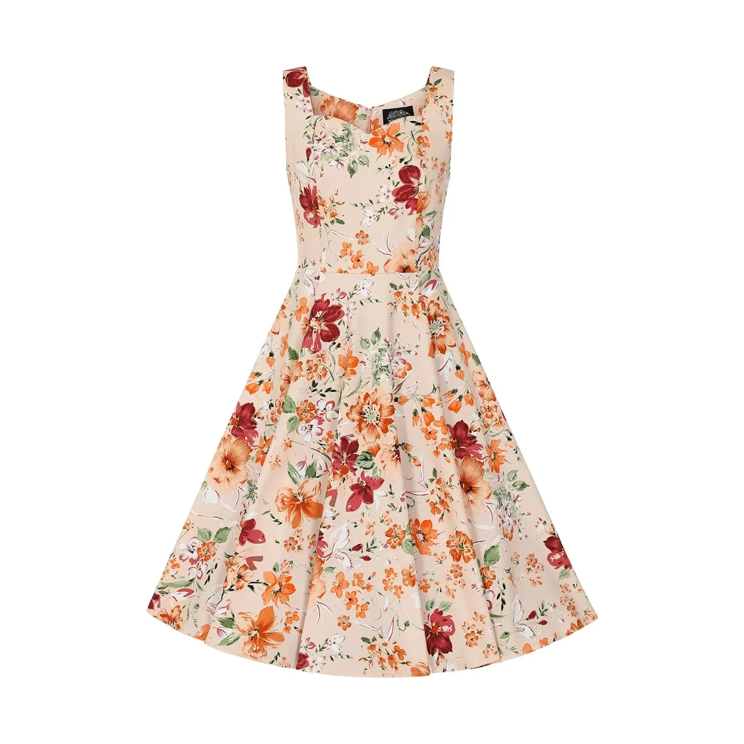 Warm Orange Sleeveless Floral Swing Tea