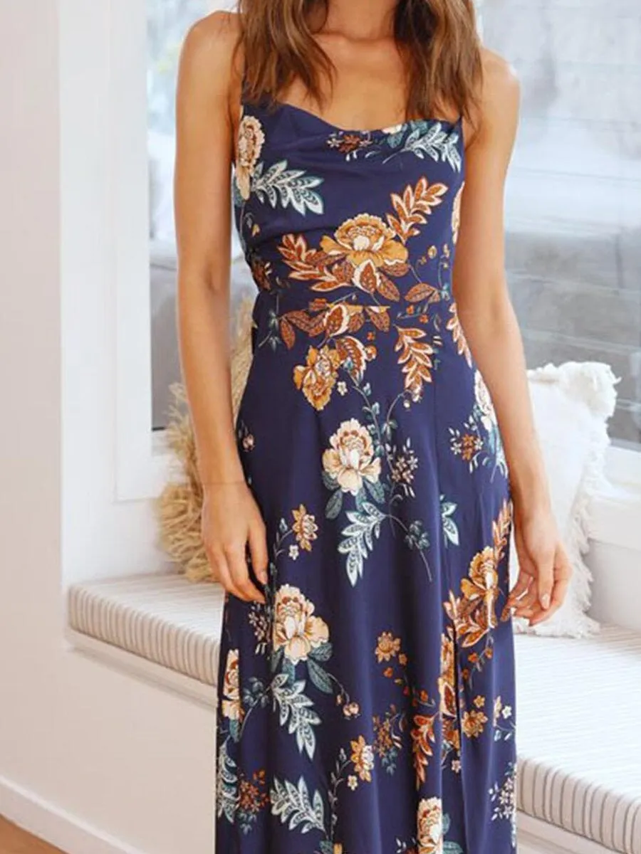 Women's Dresses Floral Split Cami Midi Dress