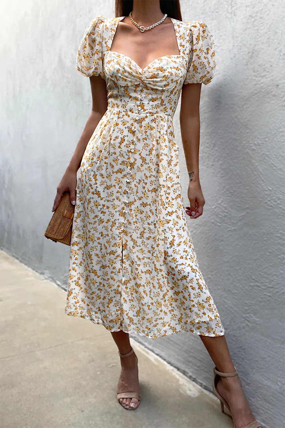 Yellow Floral 90s dress