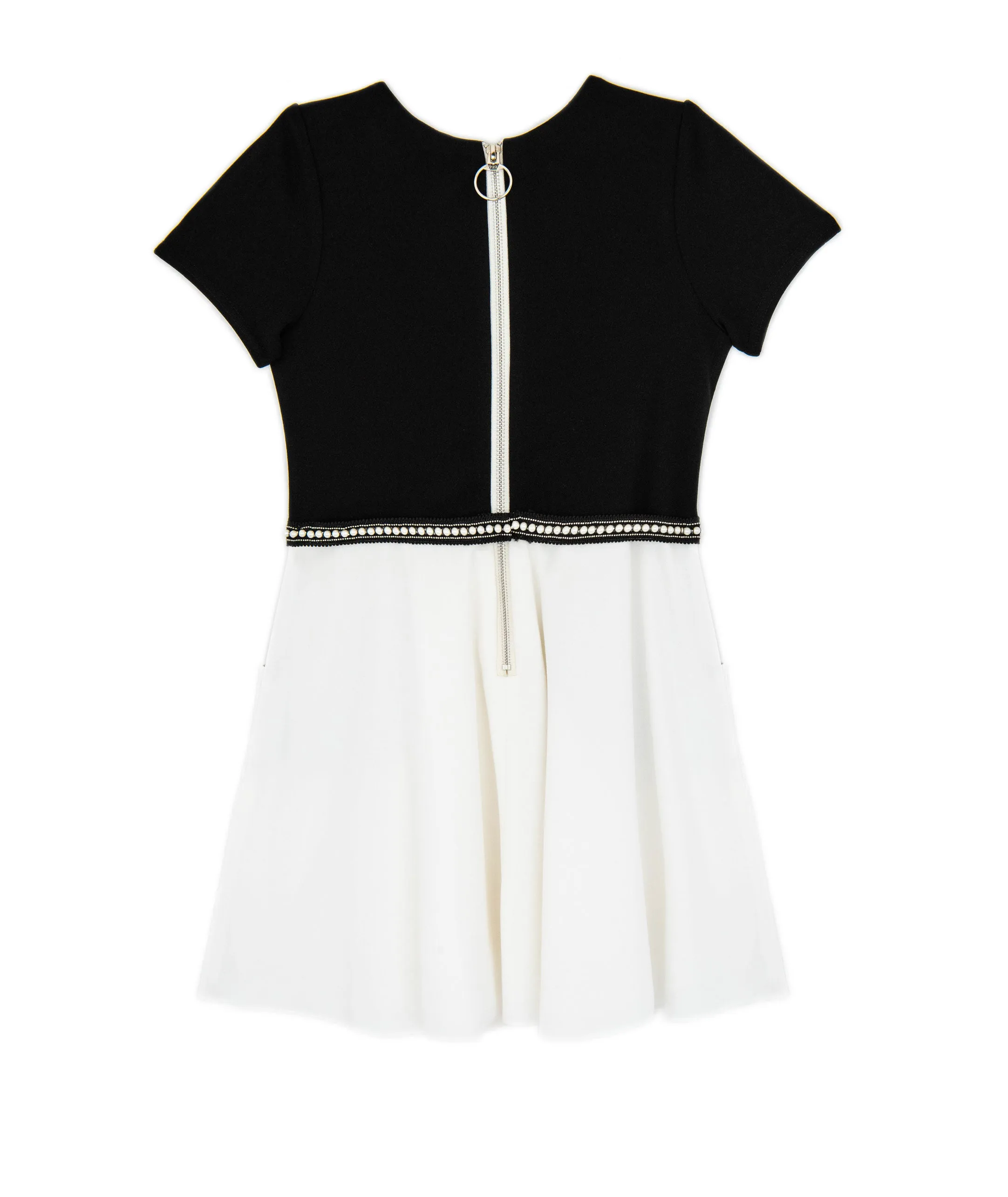 Zoe Ltd. Girls London Black/White Pearl Belt Dress