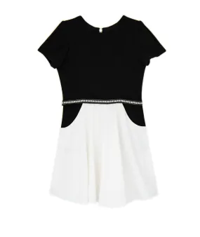 Zoe Ltd. Girls London Black/White Pearl Belt Dress