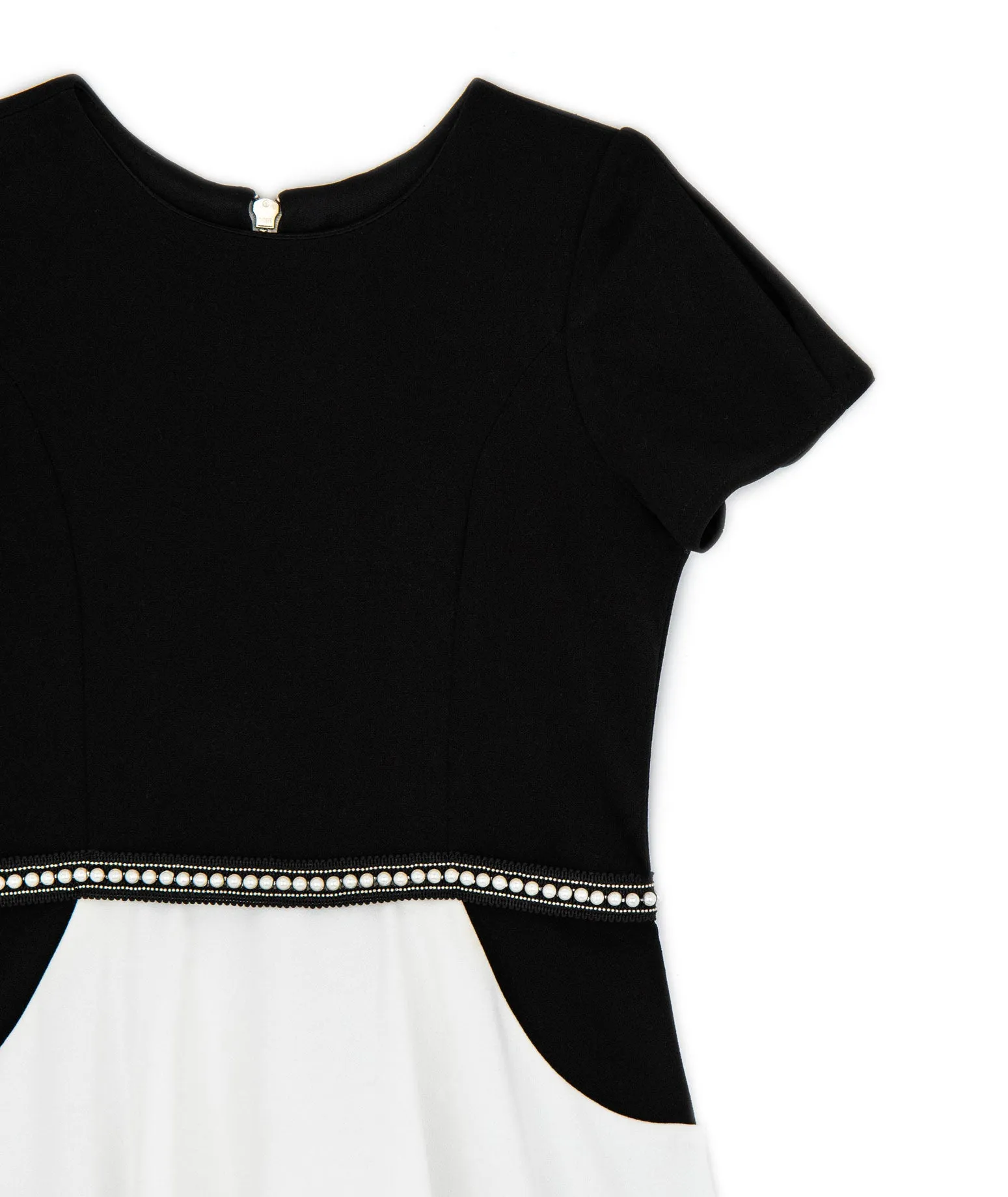 Zoe Ltd. Girls London Black/White Pearl Belt Dress